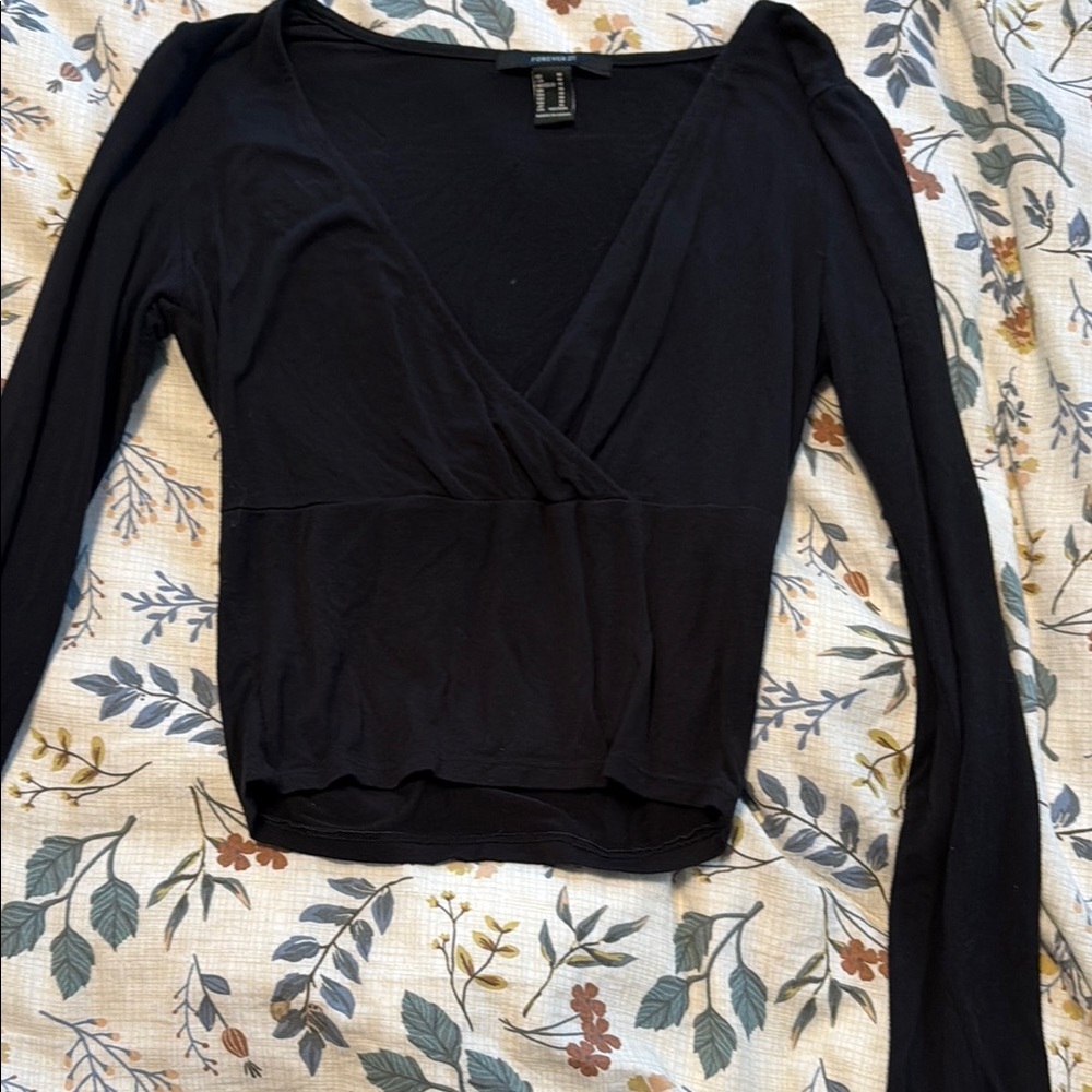 Elegant Black Women's Wrap Top